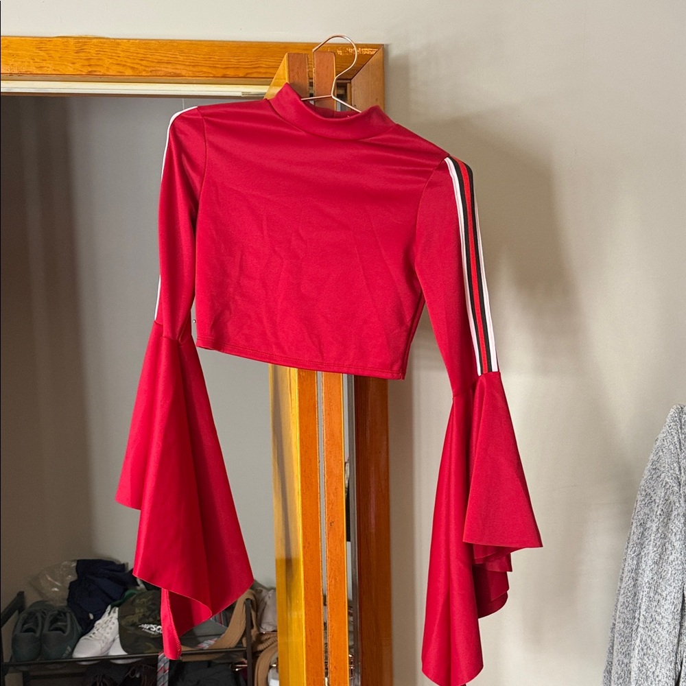 Rainbow Red Flare Sleeve Top